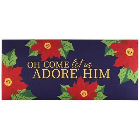 PERFECTPILLOWS 9.75 x 21.875 in. Oh Come  Let Us Adore Him Insert Doormat PE3468709